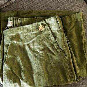 Michael Kors lime green womens wide leg linen trousers